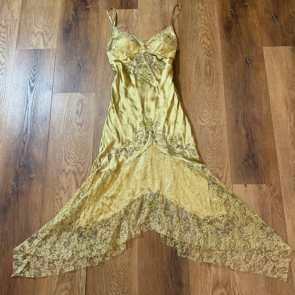 Vintage 100% Silk Beaded Dress Vintage Beaded Dress Tinkerbell Fairy Prom Silk
